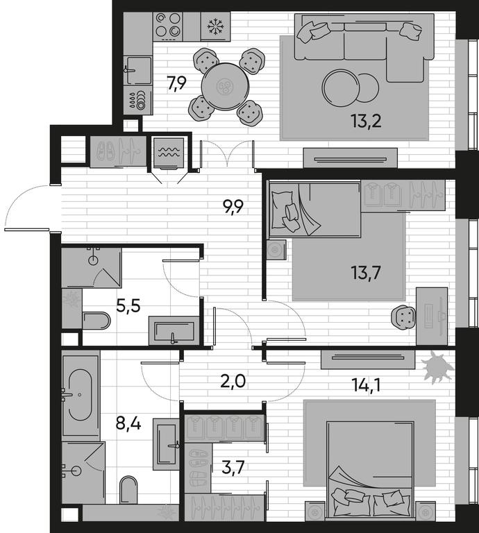 2-BD Apartment Sale, 78.4平方米 at Pride, Polkovaya Street, 1с27, Moscow, Russia #1 2-BD Apartment Sale, 78.4平方米 at Pride, Polkovaya Street, 1с27, Moscow, Russia #1