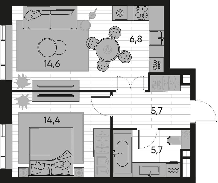 1-BD Apartment Sale, 47.2 sq. m. at Pride, Polkovaya Street, 1с27, Moscow, Russia #1 1-BD Apartment Sale, 47.2 sq. m. at Pride, Polkovaya Street, 1с27, Moscow, Russia #1