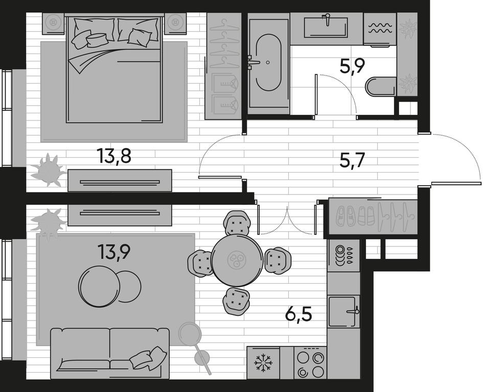 1-BD Apartment Sale, 45.8 sq. m. at Pride, Polkovaya Street, 1с27, Moscow, Russia #1 1-BD Apartment Sale, 45.8 sq. m. at Pride, Polkovaya Street, 1с27, Moscow, Russia #1