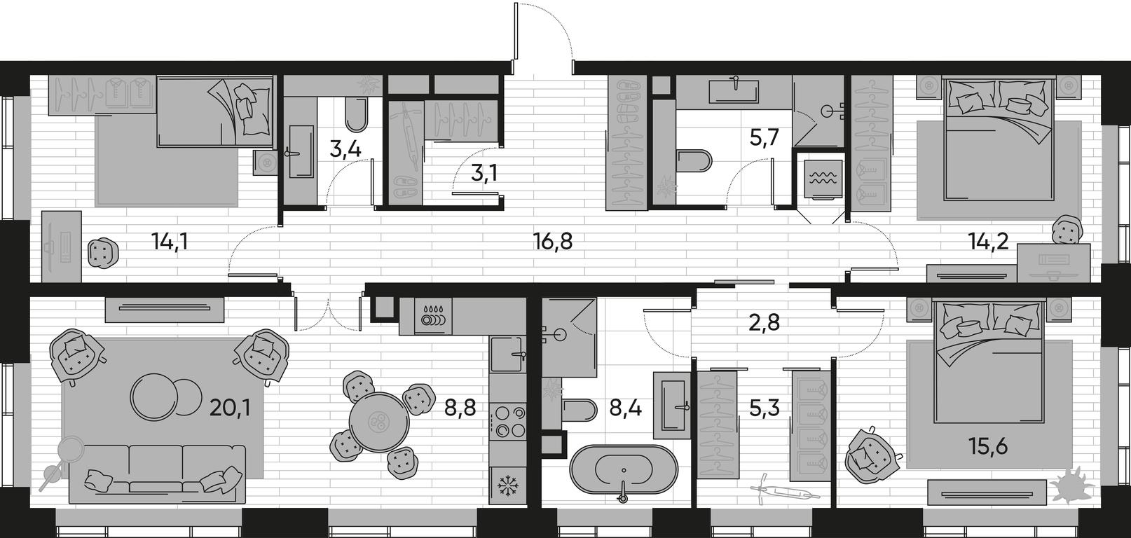 3-BD Apartment Sale, 118.5 sq. m. at Pride, Polkovaya Street, 1с27, Moscow, Russia #1
