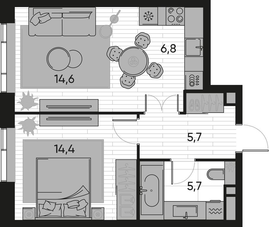 1-BD Apartment Sale, 47.2平方米 at Pride, Polkovaya Street, 1с27, Moscow, Russia #1 1-BD Apartment Sale, 47.2平方米 at Pride, Polkovaya Street, 1с27, Moscow, Russia #1