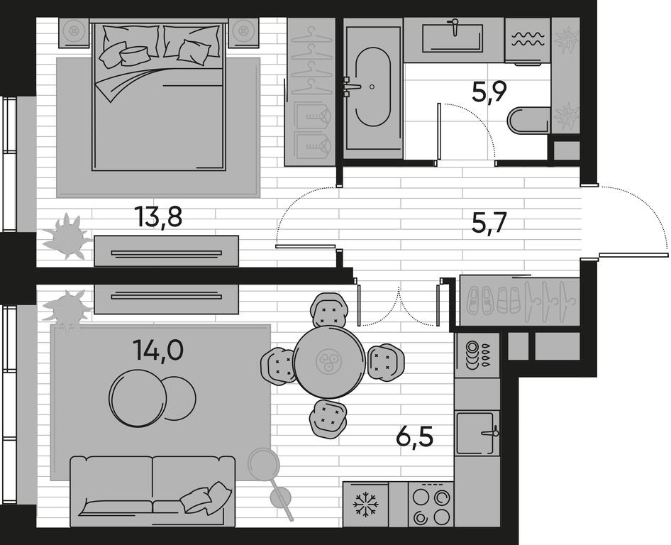 1-BD Apartment Sale, 45.9平方米 at Pride, Polkovaya Street, 1с27, Moscow, Russia #1 1-BD Apartment Sale, 45.9平方米 at Pride, Polkovaya Street, 1с27, Moscow, Russia #1