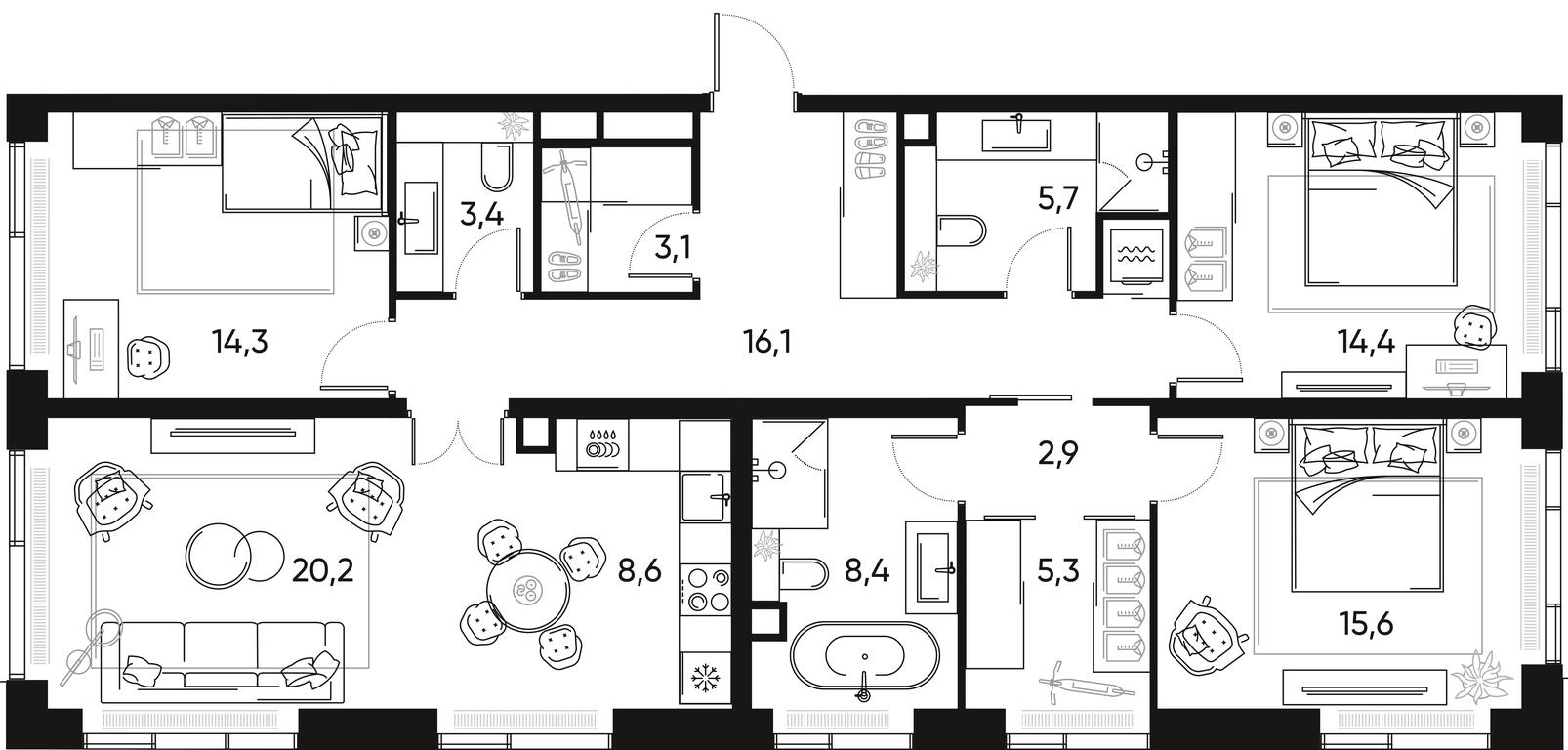3-BD Apartment Sale, 118.6 sq. m. at Pride, Polkovaya Street, 1с27, Moscow, Russia #2