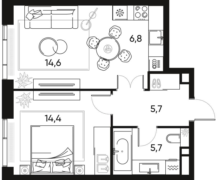 1-BD Apartment Sale, 47.2 sq. m. at Pride, Polkovaya Street, 1с27, Moscow, Russia #2