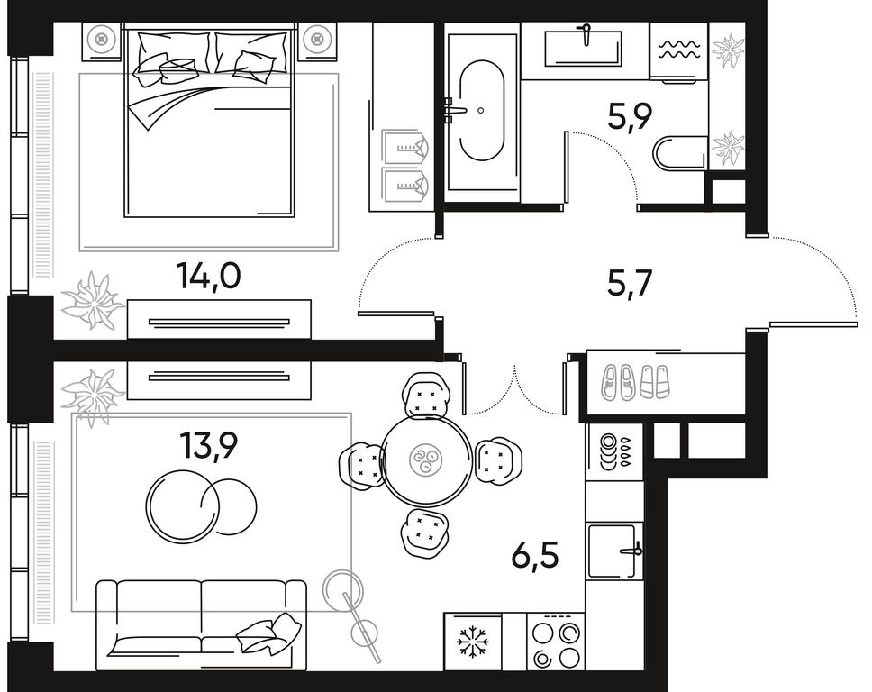 1-BD Apartment Sale, 46平方米 at Pride, Polkovaya Street, 1с27, Moscow, Russia #2 1-BD Apartment Sale, 46平方米 at Pride, Polkovaya Street, 1с27, Moscow, Russia #2