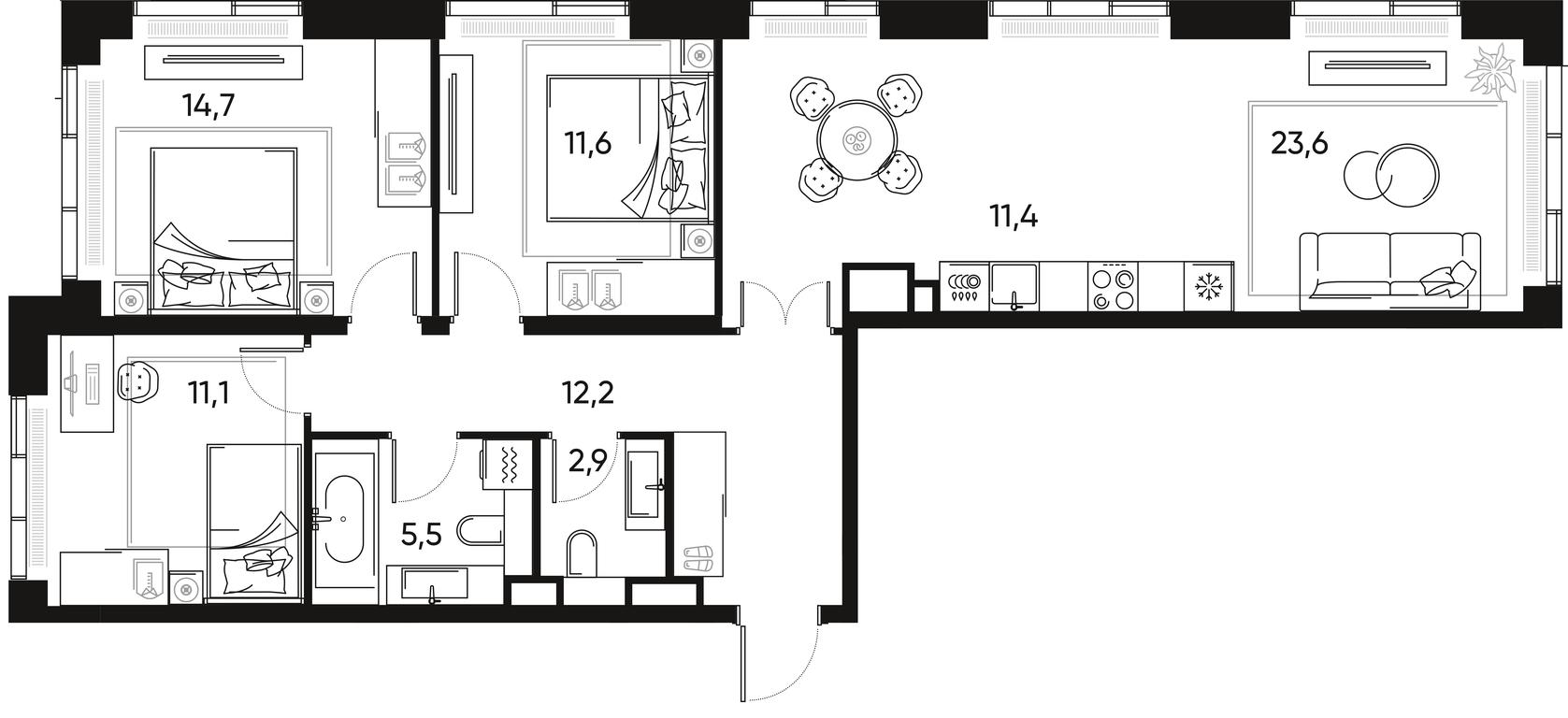 3-BD Apartment Sale, 92.6 sq. m. at Pride, Polkovaya Street, 1с27, Moscow, Russia #2 3-BD Apartment Sale, 92.6 sq. m. at Pride, Polkovaya Street, 1с27, Moscow, Russia #2