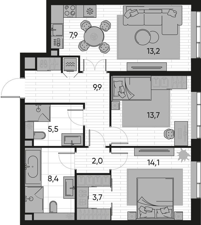 2-BD Apartment Sale, 78.4 sq. m. at Pride, Polkovaya Street, 1с27, Moscow, Russia #1 2-BD Apartment Sale, 78.4 sq. m. at Pride, Polkovaya Street, 1с27, Moscow, Russia #1