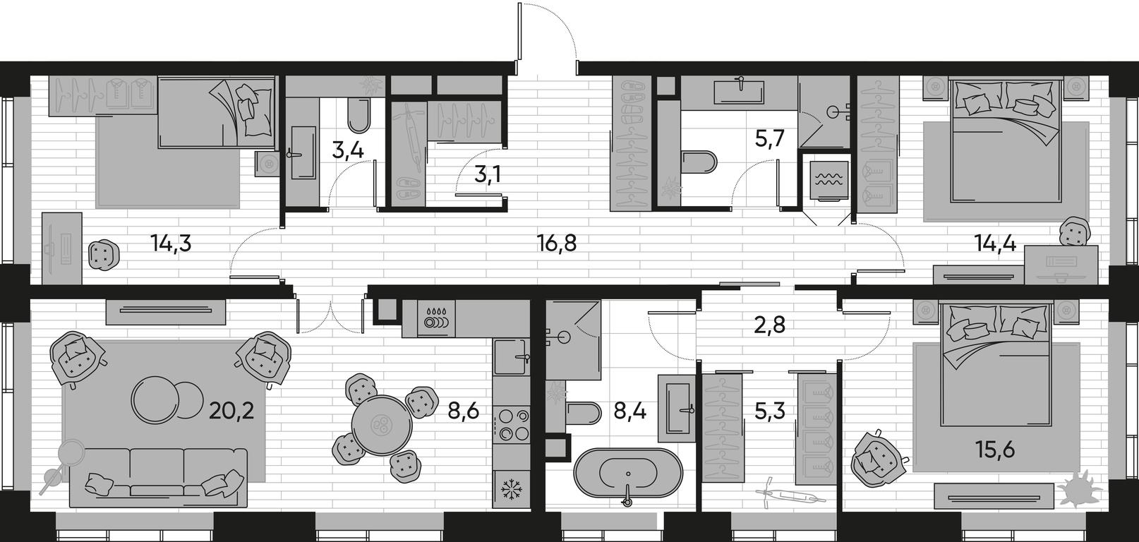 3-BD Apartment Sale, 118.4 sq. m. at Pride, Polkovaya Street, 1с27, Moscow, Russia #1
