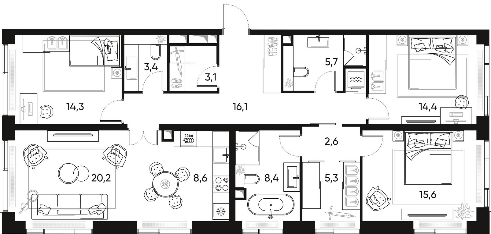 3-BD Apartment Sale, 118.4 sq. m. at Pride, Polkovaya Street, 1с27, Moscow, Russia #2