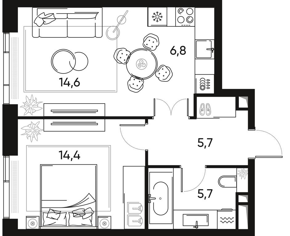 1-BD Apartment Sale, 47.2 sq. m. at Pride, Polkovaya Street, 1с27, Moscow, Russia #2 1-BD Apartment Sale, 47.2 sq. m. at Pride, Polkovaya Street, 1с27, Moscow, Russia #2
