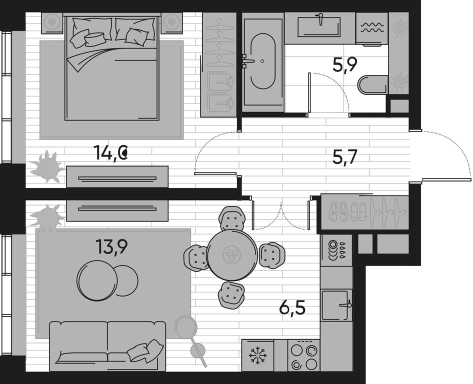 1-BD Apartment Sale, 46 sq. m. at Pride, Polkovaya Street, 1с27, Moscow, Russia #1 1-BD Apartment Sale, 46 sq. m. at Pride, Polkovaya Street, 1с27, Moscow, Russia #1
