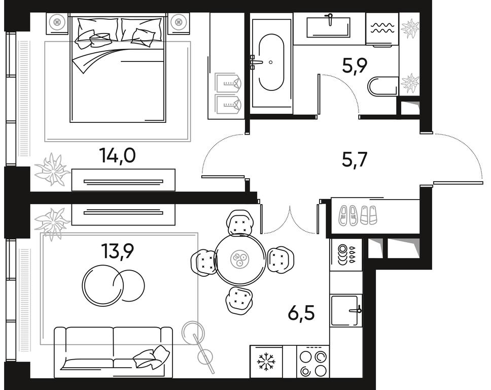 1-BD Apartment Sale, 46 sq. m. at Pride, Polkovaya Street, 1с27, Moscow, Russia #2 1-BD Apartment Sale, 46 sq. m. at Pride, Polkovaya Street, 1с27, Moscow, Russia #2