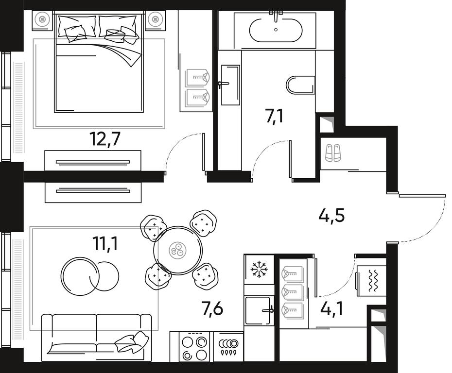 1-BD Apartment Sale, 47.1 sq. m. at Pride, Polkovaya Street, 1с27, Moscow, Russia #2 1-BD Apartment Sale, 47.1 sq. m. at Pride, Polkovaya Street, 1с27, Moscow, Russia #2