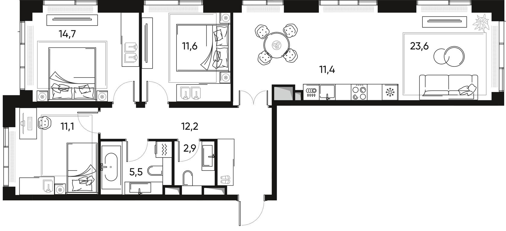 3-BD Apartment Sale, 93 sq. m. at Pride, Polkovaya Street, 1с27, Moscow, Russia #2