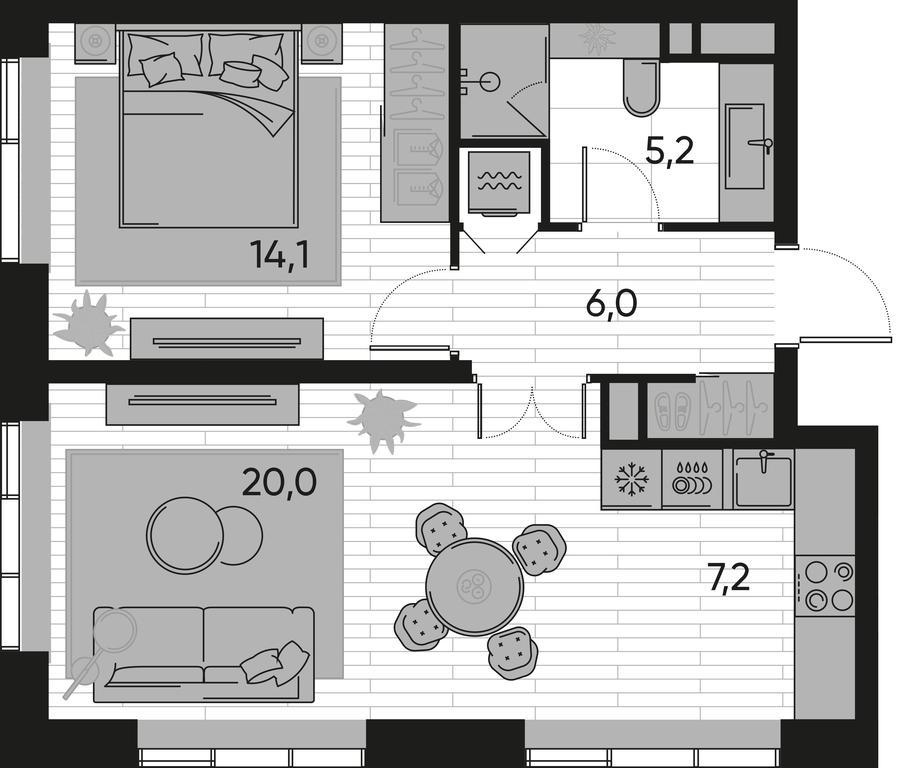 1-BD Apartment Sale, 52.5 sq. m. at Pride, Polkovaya Street, 1с27, Moscow, Russia #1 1-BD Apartment Sale, 52.5 sq. m. at Pride, Polkovaya Street, 1с27, Moscow, Russia #1