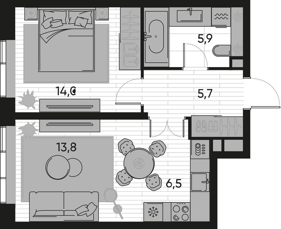 1-BD Apartment Sale, 45.9 sq. m. at Pride, Polkovaya Street, 1с27, Moscow, Russia #1 1-BD Apartment Sale, 45.9 sq. m. at Pride, Polkovaya Street, 1с27, Moscow, Russia #1