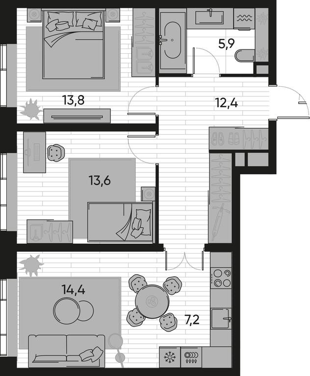 2-BD Apartment Sale, 67.3 sq. m. at Pride, Polkovaya Street, 1с27, Moscow, Russia #1 2-BD Apartment Sale, 67.3 sq. m. at Pride, Polkovaya Street, 1с27, Moscow, Russia #1