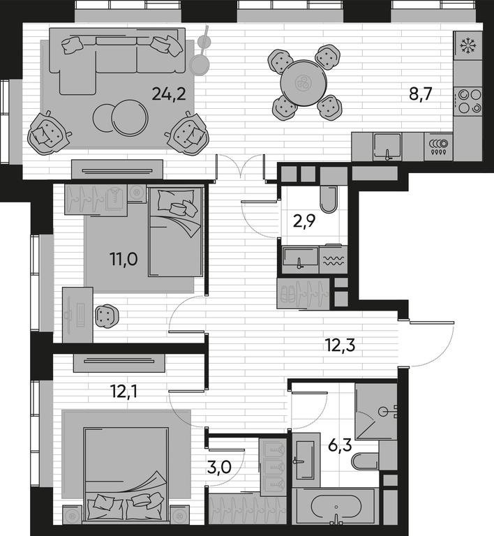 2-BD Apartment Sale, 80.5 sq. m. at Pride, Polkovaya Street, 1с27, Moscow, Russia #1 2-BD Apartment Sale, 80.5 sq. m. at Pride, Polkovaya Street, 1с27, Moscow, Russia #1