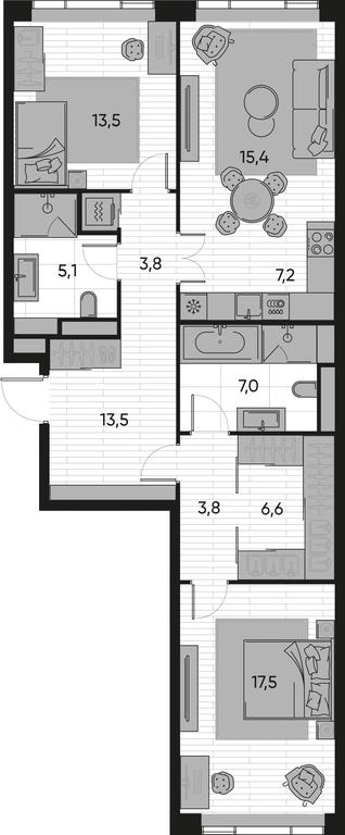 2-BD Apartment Sale, 90.2 sq. m. at Pride, Polkovaya Street, 1с27, Moscow, Russia #1 2-BD Apartment Sale, 90.2 sq. m. at Pride, Polkovaya Street, 1с27, Moscow, Russia #1