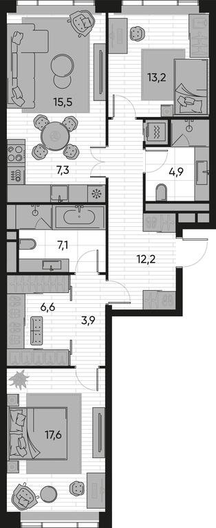 2-BD Apartment Sale, 88.3 sq. m. at Pride, Polkovaya Street, 1с27, Moscow, Russia #1 2-BD Apartment Sale, 88.3 sq. m. at Pride, Polkovaya Street, 1с27, Moscow, Russia #1