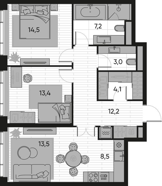 2-BD Apartment Sale, 76.4 sq. m. at Pride, Polkovaya Street, 1с27, Moscow, Russia #1 2-BD Apartment Sale, 76.4 sq. m. at Pride, Polkovaya Street, 1с27, Moscow, Russia #1