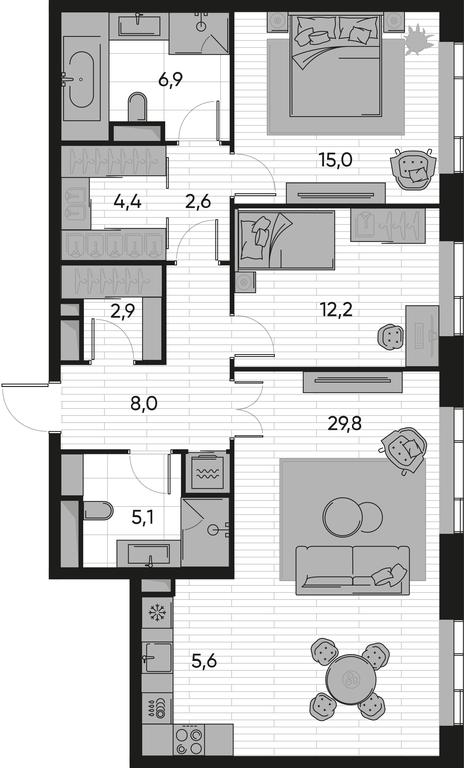 2-BD Apartment Sale, 92.5平方米 at Pride, Polkovaya Street, 1с27, Moscow, Russia #1 2-BD Apartment Sale, 92.5平方米 at Pride, Polkovaya Street, 1с27, Moscow, Russia #1