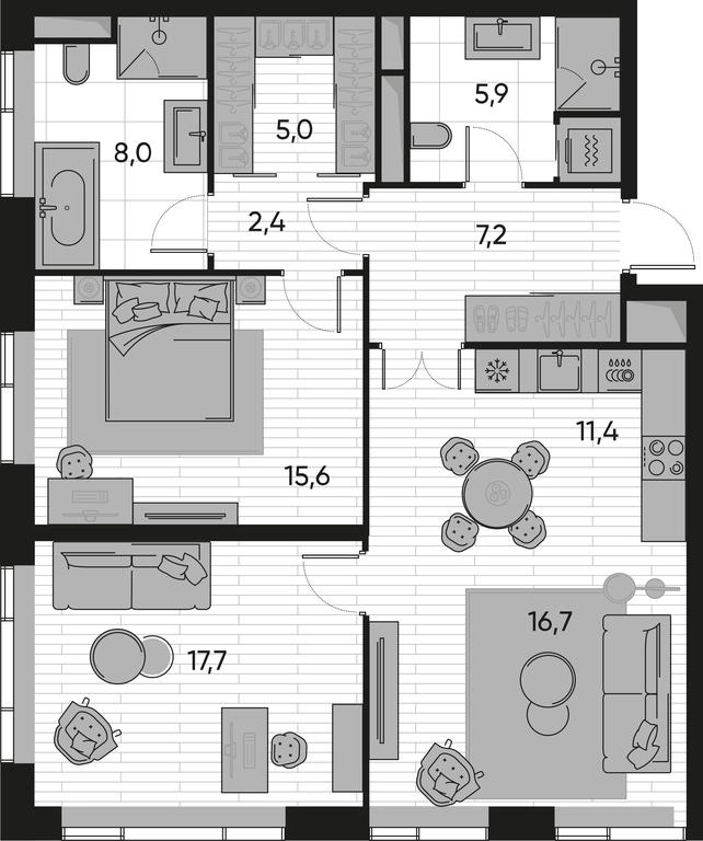 2-BD Apartment Sale, 89.9平方米 at Pride, Polkovaya Street, 1с27, Moscow, Russia #1 2-BD Apartment Sale, 89.9平方米 at Pride, Polkovaya Street, 1с27, Moscow, Russia #1