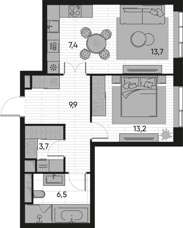 Продажа 1-комн. квартиры, 54,4 м² в ЖК «Прайд (Pride)», Полковая улица, 1с27, Москва, Россия #1 Продажа 1-комн. квартиры, 54,4 м² в ЖК «Прайд (Pride)», Полковая улица, 1с27, Москва, Россия #1