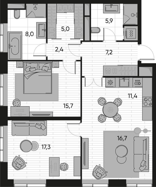 2-BD Apartment Sale, 89.6 sq. m. at Pride, Polkovaya Street, 1с27, Moscow, Russia #1 2-BD Apartment Sale, 89.6 sq. m. at Pride, Polkovaya Street, 1с27, Moscow, Russia #1