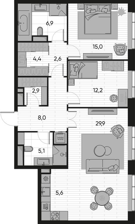 2-BD Apartment Sale, 92.6平方米 at Pride, Polkovaya Street, 1с27, Moscow, Russia #1 2-BD Apartment Sale, 92.6平方米 at Pride, Polkovaya Street, 1с27, Moscow, Russia #1