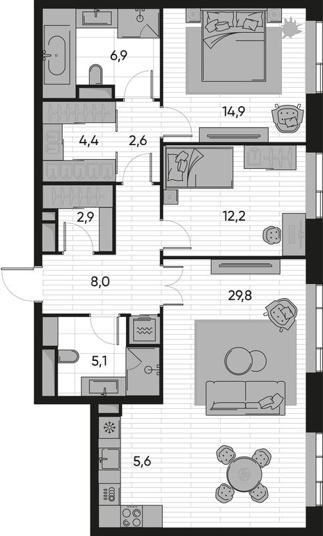 2-BD Apartment Sale, 92.4 sq. m. at Pride, Polkovaya Street, 1с27, Moscow, Russia #1 2-BD Apartment Sale, 92.4 sq. m. at Pride, Polkovaya Street, 1с27, Moscow, Russia #1