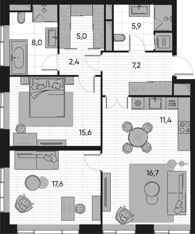 2-BD Apartment Sale, 89.8平方米 at Pride, Polkovaya Street, 1с27, Moscow, Russia #1 2-BD Apartment Sale, 89.8平方米 at Pride, Polkovaya Street, 1с27, Moscow, Russia #1
