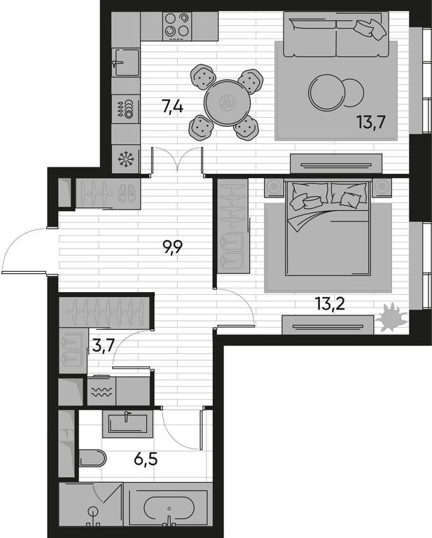 1-BD Apartment Sale, 54.4 sq. m. at Pride, Polkovaya Street, 1с27, Moscow, Russia #1 1-BD Apartment Sale, 54.4 sq. m. at Pride, Polkovaya Street, 1с27, Moscow, Russia #1