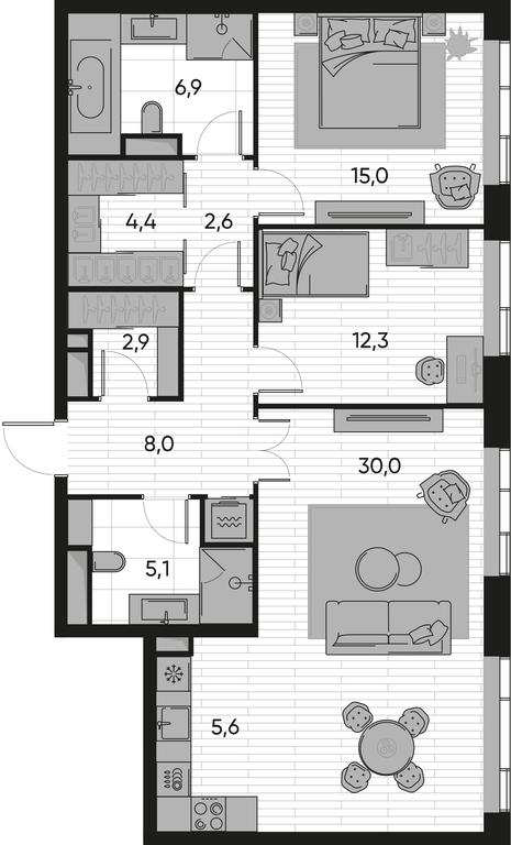 2-BD Apartment Sale, 92.8 sq. m. at Pride, Polkovaya Street, 1с27, Moscow, Russia #1 2-BD Apartment Sale, 92.8 sq. m. at Pride, Polkovaya Street, 1с27, Moscow, Russia #1