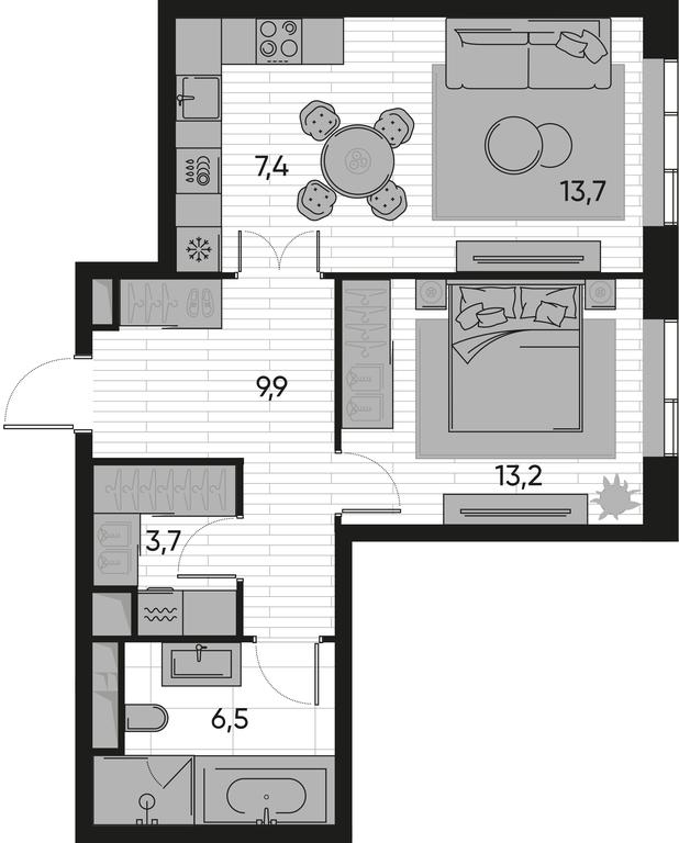 1-BD Apartment Sale, 54.4 sq. m. at Pride, Polkovaya Street, 1с27, Moscow, Russia #1 1-BD Apartment Sale, 54.4 sq. m. at Pride, Polkovaya Street, 1с27, Moscow, Russia #1