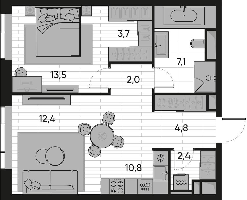 1-BD Apartment Sale, 56.7 sq. m. at Pride, Polkovaya Street, 1с27, Moscow, Russia #1 1-BD Apartment Sale, 56.7 sq. m. at Pride, Polkovaya Street, 1с27, Moscow, Russia #1