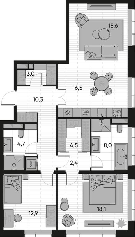 2-BD Apartment Sale, 96 sq. m. at Pride, Polkovaya Street, 1с27, Moscow, Russia #1