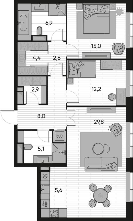 2-BD Apartment Sale, 92.5 sq. m. at Pride, Polkovaya Street, 1с27, Moscow, Russia #1 2-BD Apartment Sale, 92.5 sq. m. at Pride, Polkovaya Street, 1с27, Moscow, Russia #1