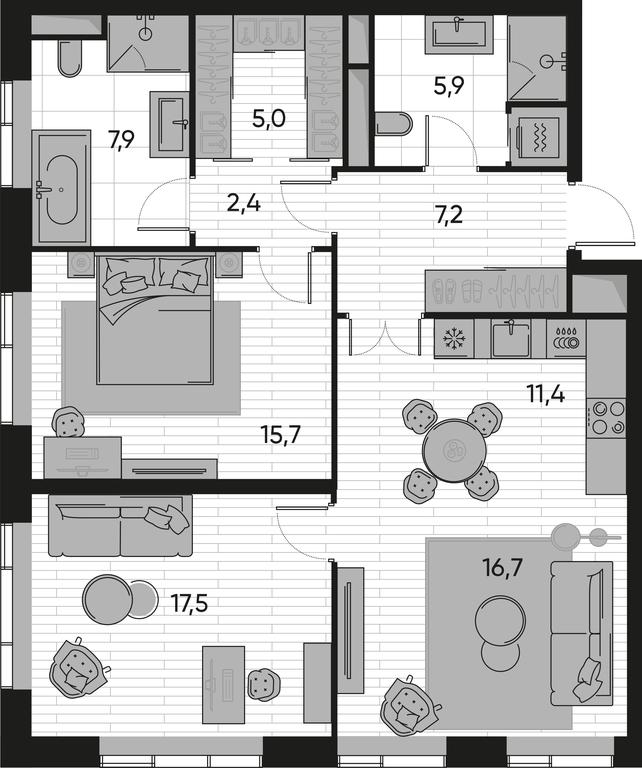 2-BD Apartment Sale, 89.7 sq. m. at Pride, Polkovaya Street, 1с27, Moscow, Russia #1 2-BD Apartment Sale, 89.7 sq. m. at Pride, Polkovaya Street, 1с27, Moscow, Russia #1