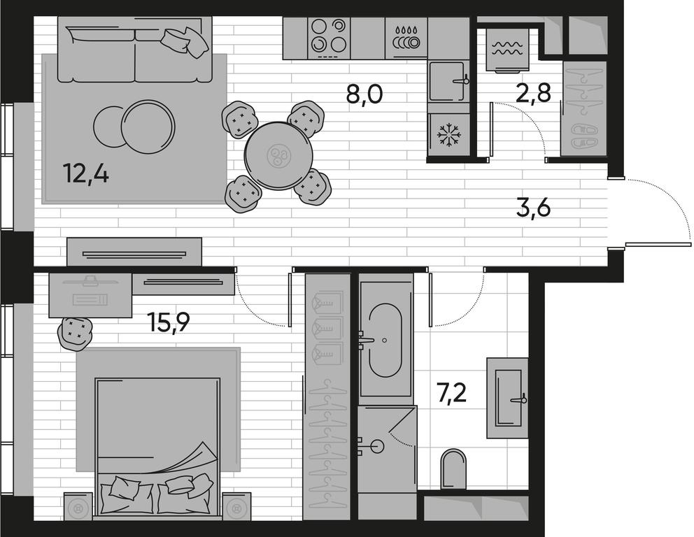 1-BD Apartment Sale, 49.9 sq. m. at Pride, Polkovaya Street, 1с27, Moscow, Russia #1