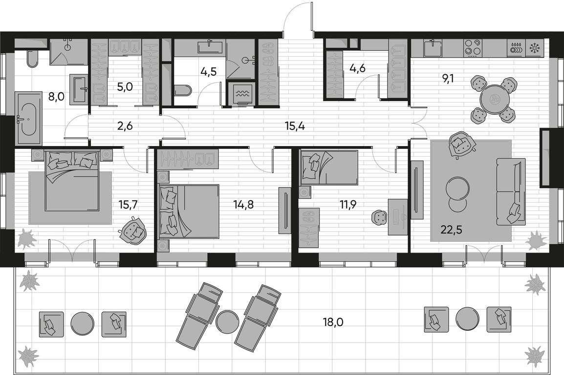 3-BD Apartment Sale, 134.4 sq. m. at Pride, Polkovaya Street, 1с27, Moscow, Russia #1