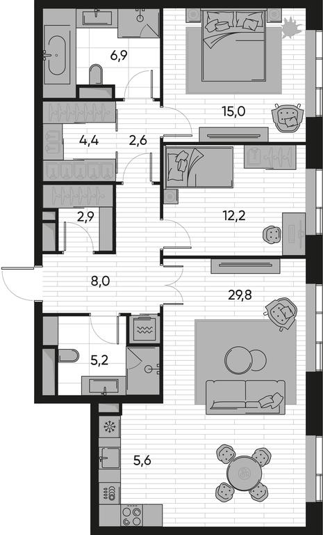 Продажа 2-комн. квартиры, 92,6 м² в ЖК «Прайд (Pride)», Полковая улица, 1с27, Москва, Россия #1