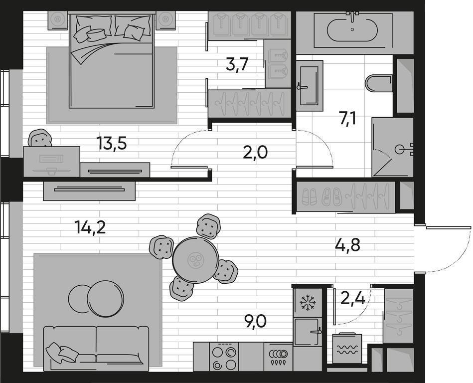 1-BD Apartment Sale, 56.7 sq. m. at Pride, Polkovaya Street, 1с27, Moscow, Russia #1 1-BD Apartment Sale, 56.7 sq. m. at Pride, Polkovaya Street, 1с27, Moscow, Russia #1