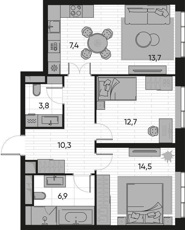 2-BD Apartment Sale, 69.3 sq. m. at Pride, Polkovaya Street, 1с27, Moscow, Russia #1 2-BD Apartment Sale, 69.3 sq. m. at Pride, Polkovaya Street, 1с27, Moscow, Russia #1