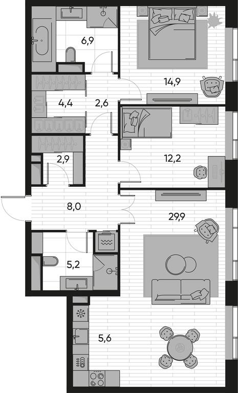2-BD Apartment Sale, 92.6 sq. m. at Pride, Polkovaya Street, 1с27, Moscow, Russia #1 2-BD Apartment Sale, 92.6 sq. m. at Pride, Polkovaya Street, 1с27, Moscow, Russia #1