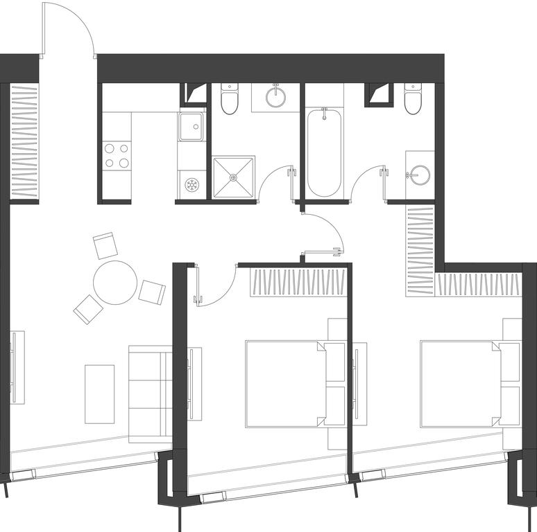 2-BD Apartment Sale, 74.51平方米 at Dom Dau, 1st Krasnogvardeysky Drive, 12с6, Moscow, Russia #2