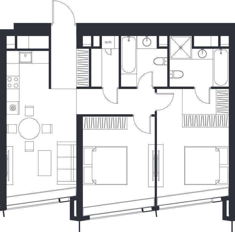 2-BD Apartment Sale, 74.51 sq. m. at Dom Dau, 1st Krasnogvardeysky Drive, 12с6, Moscow, Russia #1 2-BD Apartment Sale, 74.51 sq. m. at Dom Dau, 1st Krasnogvardeysky Drive, 12с6, Moscow, Russia #1
