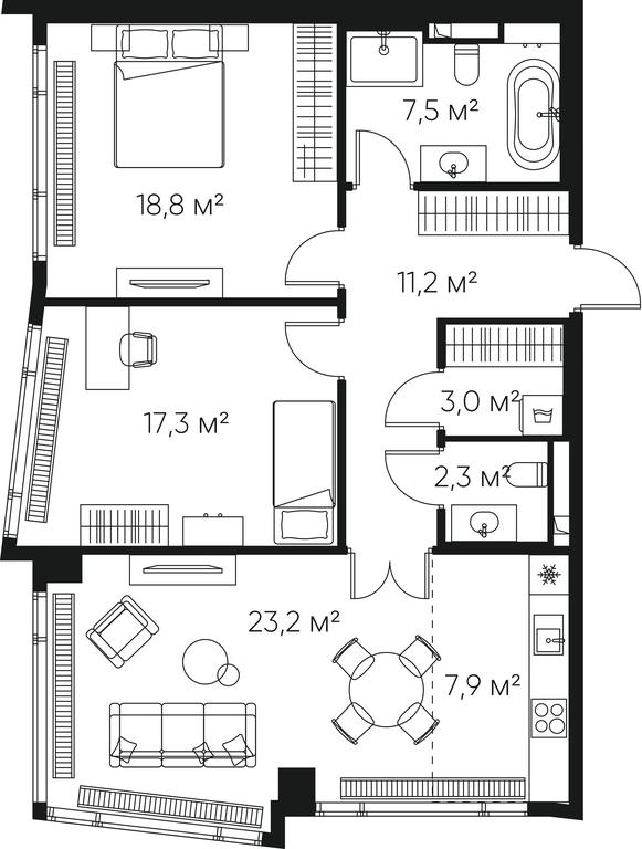2-BD Apartment Sale, 92.4 sq. m. at High Life, Letnikovskaya Street, 11/10с1, Moscow, Russia #2 2-BD Apartment Sale, 92.4 sq. m. at High Life, Letnikovskaya Street, 11/10с1, Moscow, Russia #2
