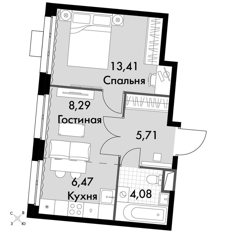 2-BD Apartment Sale, 37.96 sq. m. at Dvizhenie. Govorovo, Центральная улица, 47, деревня Говорово, поселение Московский, Москва, Россия #1