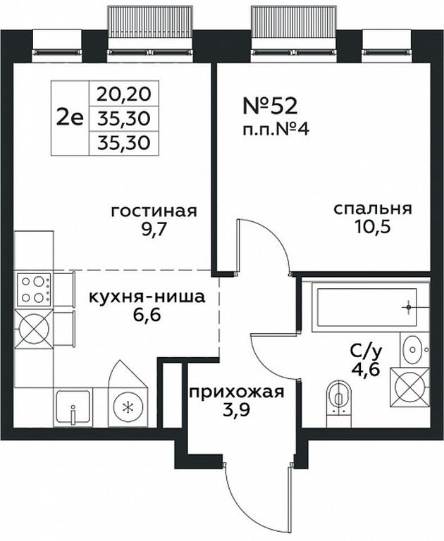1-BD Apartment Sale, 35.3平方米 at Kvartal na Vode, Shosseynaya Street, 90с42, Moscow, Russia #1 1-BD Apartment Sale, 35.3平方米 at Kvartal na Vode, Shosseynaya Street, 90с42, Moscow, Russia #1